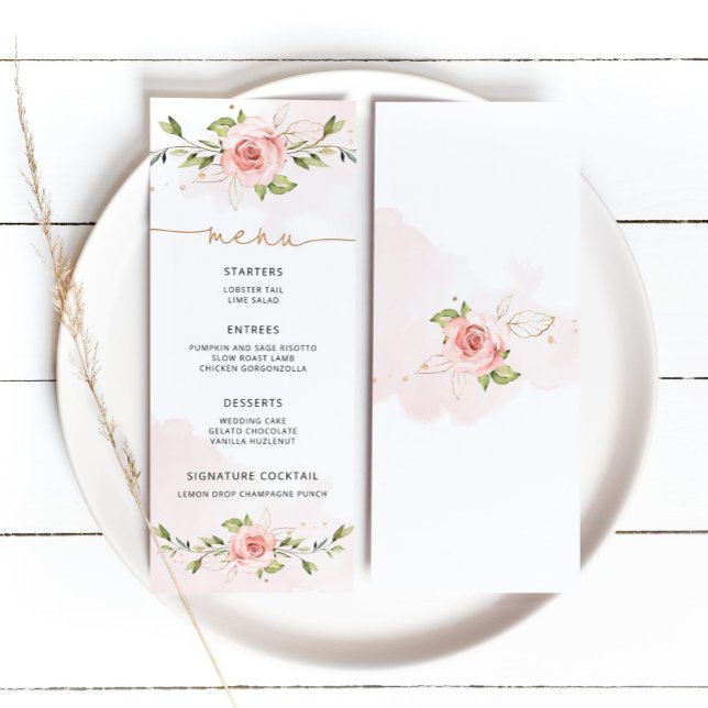 Carte de menu mariage floral floral floral (Créateur téléchargé)