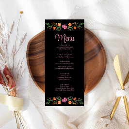 Carte de menu Mariage Floral Floral mexicain color
