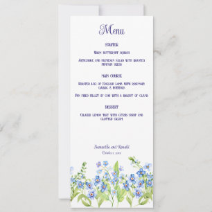 Carte de menu Mariage Forget Me Not Flowers