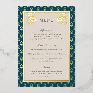 Carte de menu Mariage Gold Foil Marigold