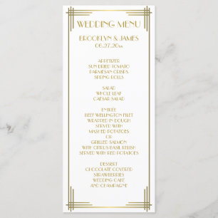 Carte de menu Mariage Great Gatsby Gold Art Deco