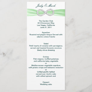 Carte de menu Mariage Green Diamond Infinity
