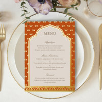 Carte de menu Mariage indienne de Lotus Flower Gol
