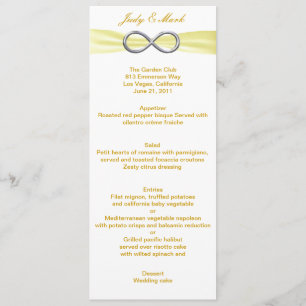 Carte de menu Mariage Infinity Jaune