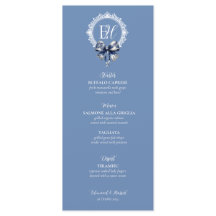 Carte de menu Mariage inspirée de Blue Croquette