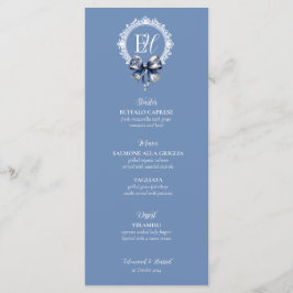 Carte de menu Mariage inspirée de Blue Croquette