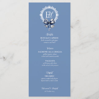 Carte de menu Mariage inspirée de Blue Croquette