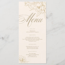 Carte de menu Mariage ivoire, avec Peony aux fleur