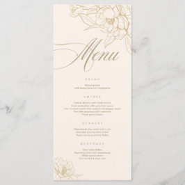 Carte de menu Mariage ivoire, avec Peony aux fleur