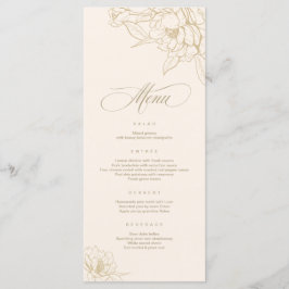 Carte de menu Mariage ivoire, avec Peony aux fleur