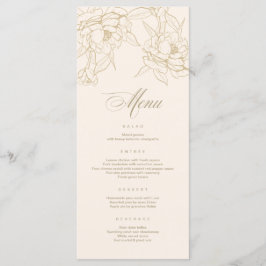 Carte de menu Mariage ivoire, avec Peony aux fleur