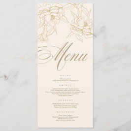 Carte de menu Mariage ivoire, avec Peony aux fleur
