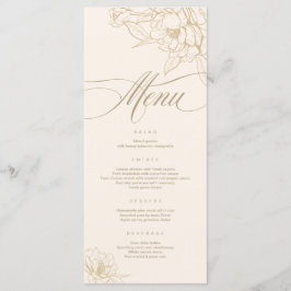 Carte de menu Mariage ivoire, avec Peony aux fleur