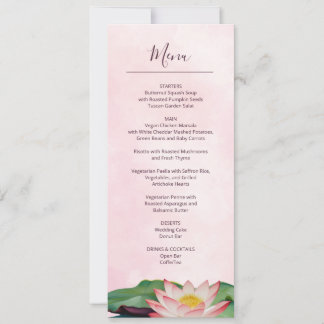 Carte de menu Mariage Lotus Watercolor