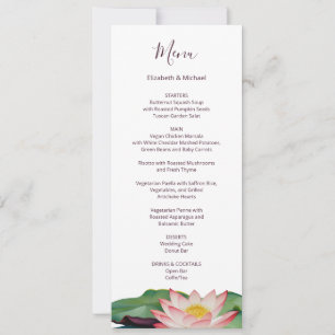 Carte de menu Mariage Lotus Watercolor