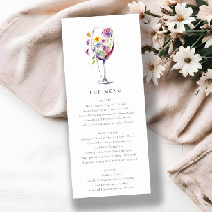 Carte de menu Mariage minimaliste Chic Floral Verr