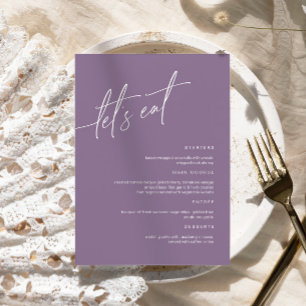 Carte de menu Mariage minimaliste Dusty Purple