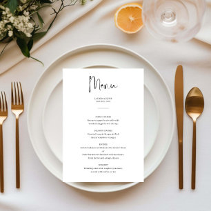 Carte de menu Mariage minimaliste élégant