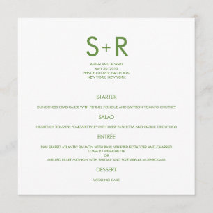 Carte de menu Mariage minimaliste moderne