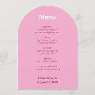 Carte de menu Mariage moderne Pink Magenta