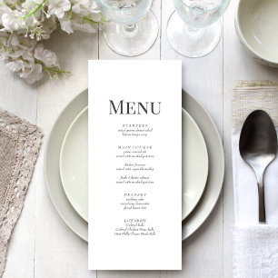 Carte de menu Mariage Monogramme minimaliste