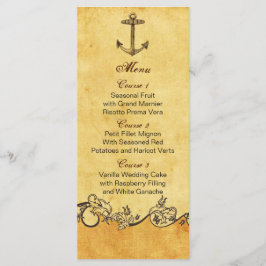 carte de menu mariage nautique ancre rustique