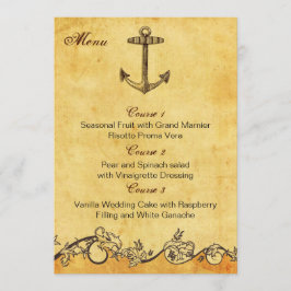 carte de menu mariage nautique ancre rustique