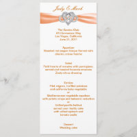 Carte de menu Mariage Orange Infinity Heart