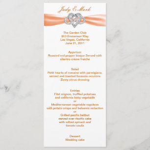 Carte de menu Mariage Orange Infinity Heart