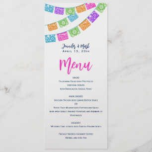 Carte de menu Mariage Papel Picado