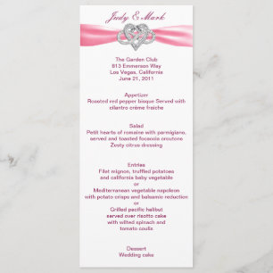 Carte de menu Mariage Pink Infinity Heart