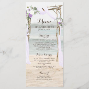 Carte de menu Mariage Plage Arbor Lavender