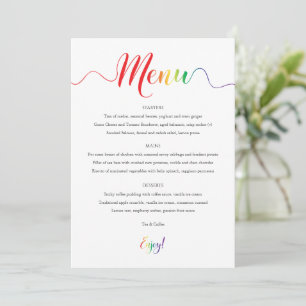 Carte de menu Mariage Rainbow