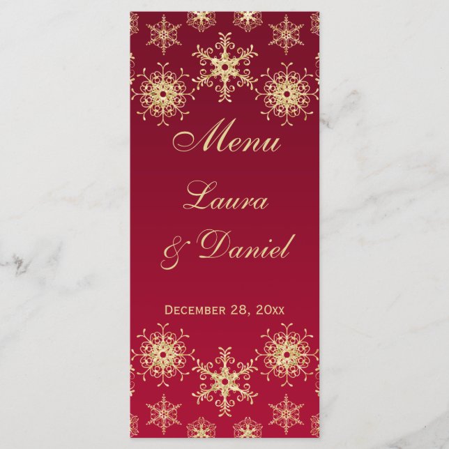 Carte de menu Mariage Red, Gold Parties scintillan (Devant)