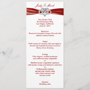 Carte de menu Mariage Red Infinity Heart