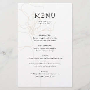 Carte de menu Mariage Rose illustrée