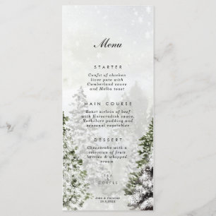 carte de menu mariage rustique hiver au pays des m