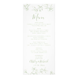 Carte de menu mariage Sage green line arts fleurs