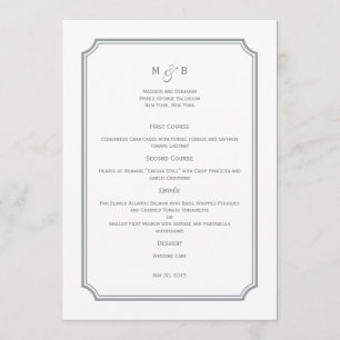 Carte de menu Mariage simple et chic
