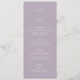 Carte de menu Mariage simple et moderne Dusty Lila