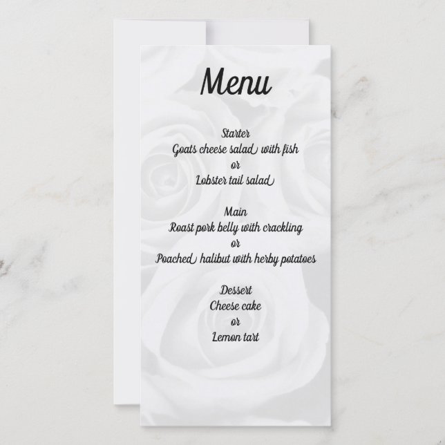 Carte de menu Mariage simple personnalisée (Devant)