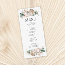Carte de menu Mariage Tropical Orchid and Monstera