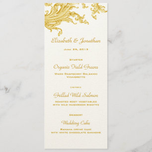 Carte de menu Mariage Victorian Gold Sweep