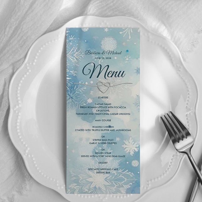 Carte de menu Mariage Winter Wonderland (Créateur téléchargé)