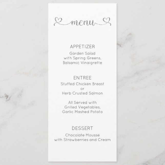 Carte de menu, Menu de mariage, Dîner, Déjeuner (Devant)