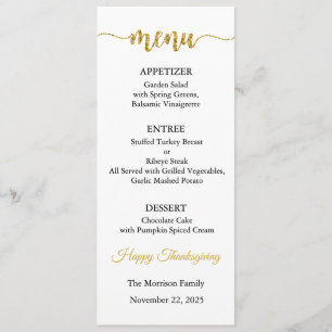 Carte de menu, Menu de Thanksgiving, Dîner, Déjeun