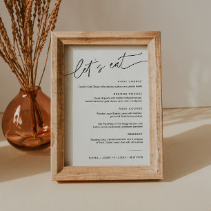 Carte de menu minimaliste du dîner Mariage EVERLEI