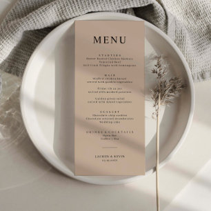 Carte de menu minimaliste Mariage Beige