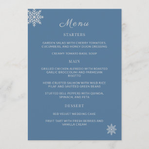 Carte de menu minimaliste Mariage bleu Dusty