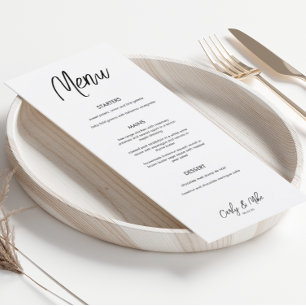 Carte de menu minimaliste moderne pour dîner Maria